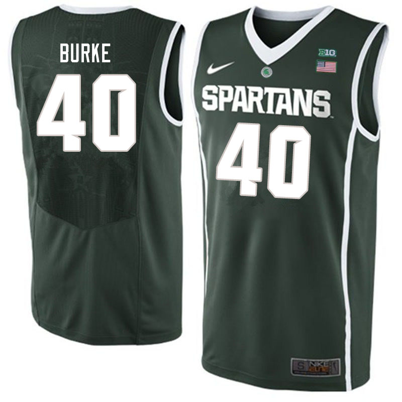 Men #40 Braden Burke Michigan State Spartans College Basketball Jerseys Sale-Dark Green